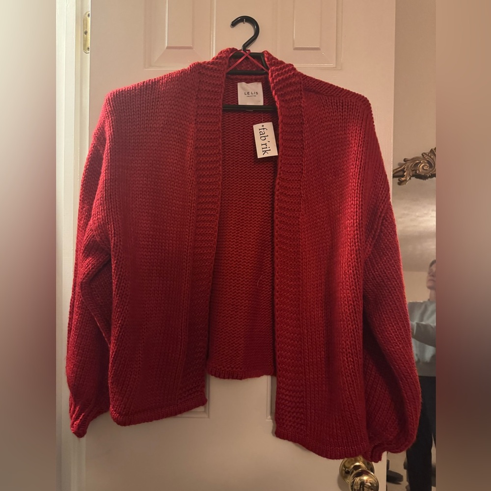 Le Lis Women's Vibrant Cardigan Red Medium